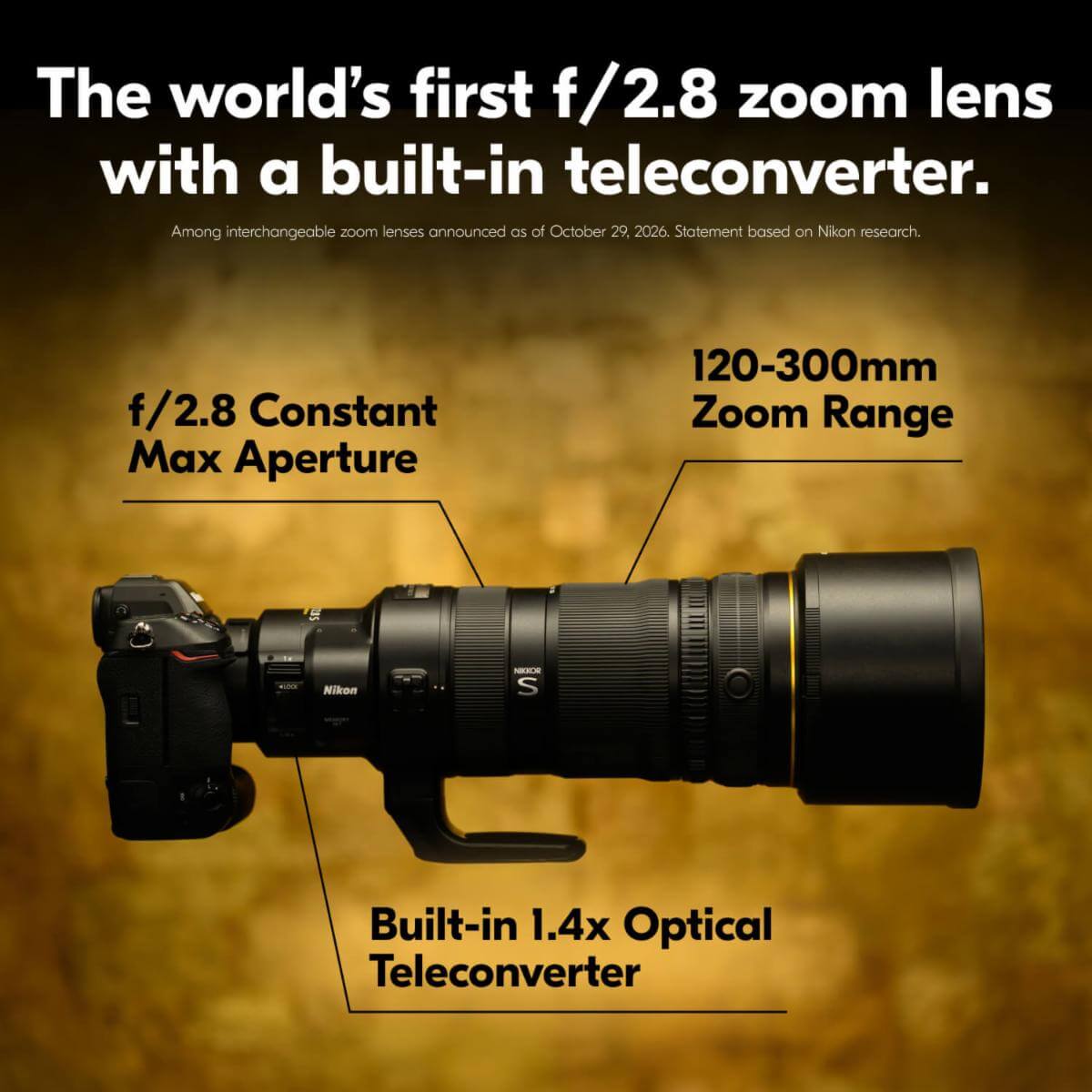 Bảng thông số kỹ thuật NIKKOR Z 120-300mm f/2.8 TC VR S