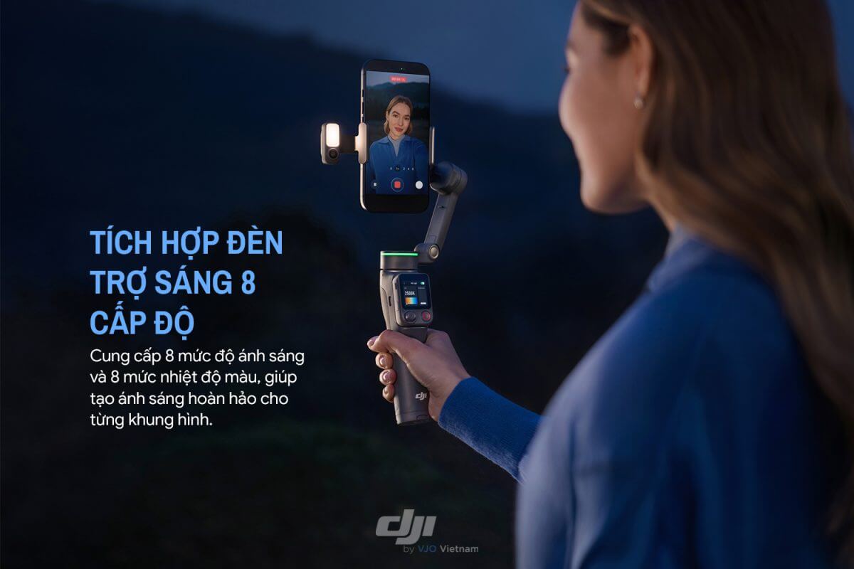 Gimbal DJI Osmo Mobile 8P Combo 37 Đèn Fill Light tùy chỉnh 8 cấp độ