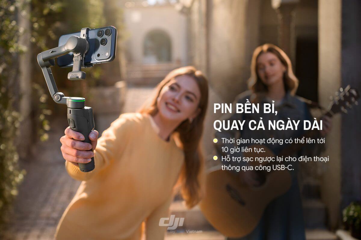 Gimbal DJI Osmo Mobile 8P Combo 38 Thời lượng pin bền bỉ